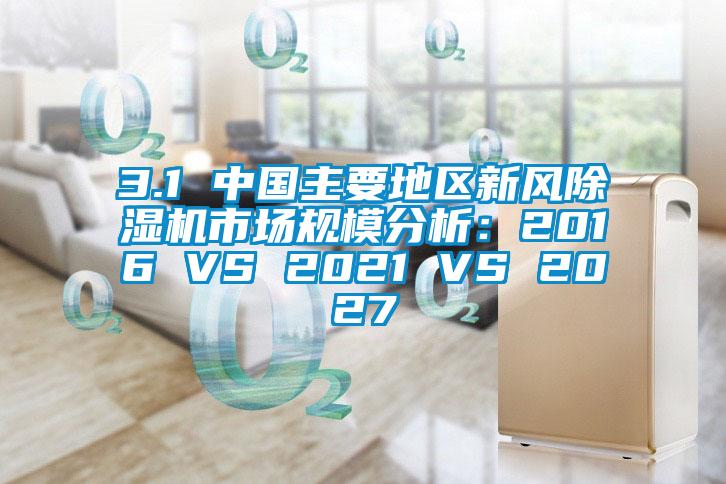 3.1 中國主要地區(qū)新風(fēng)除濕機市場規(guī)模分析：2016 VS 2021 VS 2027